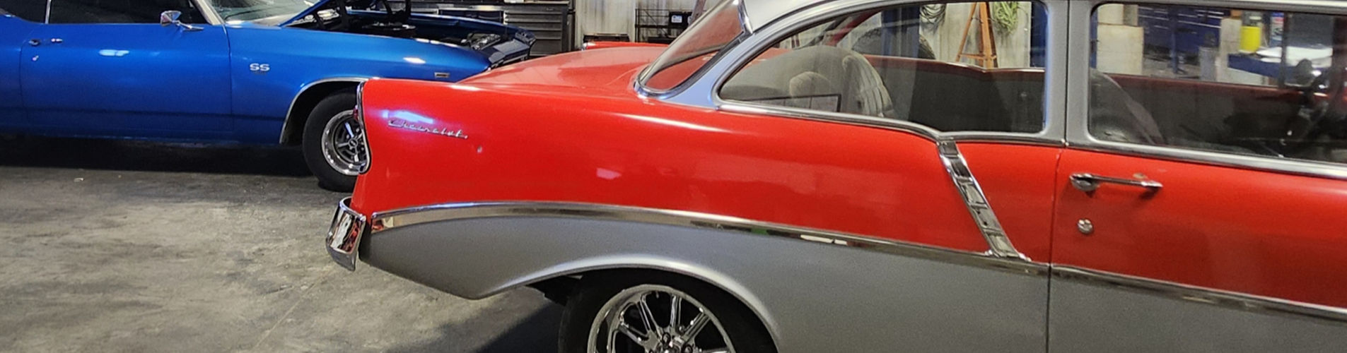 classic cars in shop